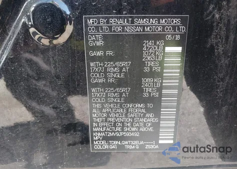 2018 Nissan Rogue Sv из США, поврежденный, VIN KNMAT2MV9JP593492